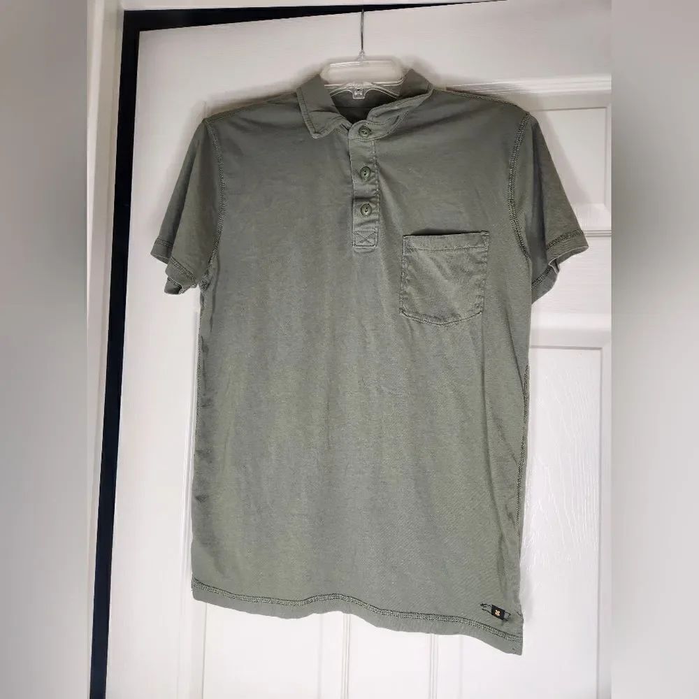 Lucky Brand S Asparagus Green 100% Cotton Shortsleeves Pocket Polo Men's Shirt.